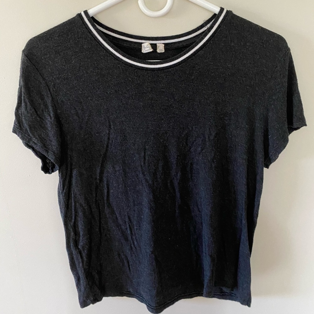 Grey Brandy Melville Cropped T-Shirt